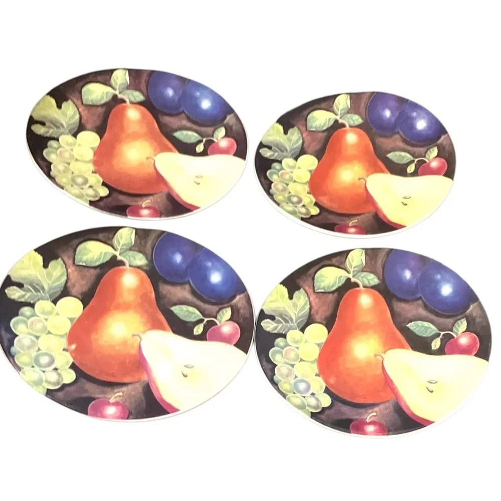 4 Sakura Fruit Design Ceramic Sslad Plates 7 1/2 Circumference